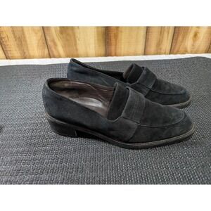 Bally Shoes Womens Size 8 Black Suede Vaparo Loafer Flats Made Switzerland